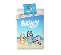 BrandMac Bluey Kids Bedlinen Set | Single Size Duvet Cover 140x200 cm with Pillowcase 50x70 cm | Official Bluey Bedding Set | Blue Cartoon Design for Children’s Single Beds