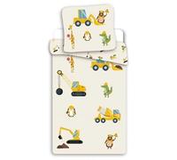 Brandmac Cotton Construction Bedding Set, 100 x 135 cm Duvet Cover & 40 x 60 cm Pillowcase (2-Piece, Beige, Lit Junior, Zipper)