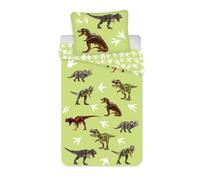 Brandmac Dinosaur Bedding Set, 100% Cotton, Baby Duvet Cover 100 x 135 cm + Pillowcase 40 x 60 cm, Green