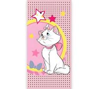 BrandMac Disney Aristocats Marie Beach & Bath Towel 70x140cm, 100% Cotton | Soft & Absorbent Kids Bath & Swim Towel | “Marie” Pink Floral Design | Ideal for Beach, Bath and Pool