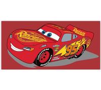 BrandMac Disney Cars Beach & Bath Towel 70x140cm, 100% Cotton | Soft & Absorbent Kids Bath & Swim Towel | “Lightning McQueen” Red Racing Action Disney Design | Ideal for Beach, Bath and Pool