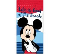 BrandMac Disney Mickey Mouse Beach & Bath Towel 70x140cm, 100% Cotton | Soft & Absorbent Kids Bath & Swim Towel | “Classic Mickey” Red & Black Iconic Disney Design | Ideal for Beach, Bath and Pool