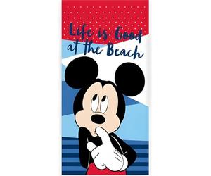 BrandMac Disney Mickey Mouse Beach & Bath Towel 70x140cm, 100% Cotton | Soft & Absorbent Kids Bath & Swim Towel | “Classic Mickey” Red & Black Iconic Disney Design | Ideal for Beach, Bath and Pool
