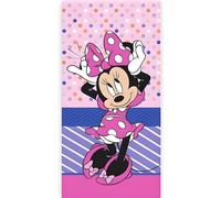 BrandMac Disney Minnie Mouse Beach & Bath Towel 70x140 cm, 100% Cotton | Soft & Absorbent Kids Bath & Swim Towel | “Minnie” Pink Polka-Dot Playful Design | Ideal for Beach, Bath and Pool