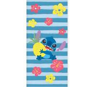 BrandMac Disney Stitch Beach & Bath Towel 70x140cm, 100% Cotton | Soft & Absorbent Kids Bath & Swim Towel | “Stitch” Blue Fun Hawaiian Design | Ideal for Beach, Bath and Pool