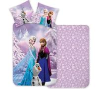 Frozen Bedding Set, 100% Cotton, Duvet Cover for Small Bed 100 x 135 cm + Pillowcase 40 x 60 cm, Reversible, with Elsa, Anna and Olaf