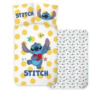 BrandMac Lilo & Stitch 01 Cot Size Bedlinen Set | Duvet Cover 100x135 cm with Pillowcase 40x60 cm, 100% Cotton | Lover Stitch Style Baby Reversible Bedding Set Perfect for Boys & Girls