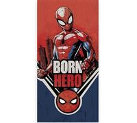 BrandMac Marvel Spiderman Beach & Bath Towel 70x140cm, 100% Cotton | Soft & Absorbent Kids Bath & Swim Towel | “Hero Pose” Red & Blue Iconic Marvel Design | Ideal for Beach, Bath and Pool