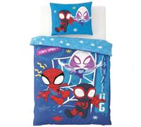 BrandMac Marvel Spidey Junior Bedding Set | Duvet Cover 100x135 cm + Pillowcase 40x60 cm, 100% Cotton | Soft Breathable Toddler Baby Riversible Bedlinen | Official Spidey Design