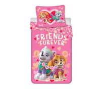 Brandmac Paw Patrol Stella and Everest Bed Linen, 100% Cotton, Pink, for Small Bed, Duvet Cover 100 x 135 cm + Pillowcase 40 x 60 cm
