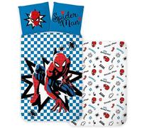 BrandMac Spiderman Cot Size Bedding Set | Duvet Cover 100x135 cm + Pillowcase 40x60 cm, 100% Cotton | Spiderman Marvel Superhero Reversible Cot Bedlinen Set for Boys and Girls