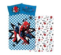 BrandMac Spiderman Cot Size Bedding Set | Duvet Cover 100x135 cm + Pillowcase 40x60 cm, 100% Cotton | Spiderman Marvel Superhero Reversible Cot Bedlinen Set for Boys and Girls