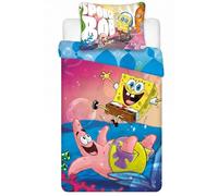 BrandMac SpongeBob SquarePants Junior Bedlinen Set | Cot Size Duvet Cover 100x135 cm with Pillowcase 40x60 cm, 100% Cotton | Colorful SpongeBob Bedding Set for Toddlers