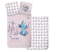Brandmac Stitch & Angel Bedding Set for Baby or Junior Bed, 100% Cotton and Reversible, Duvet Cover 100 x 135 cm and Pillowcase 40 x 60 cm
