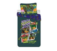BrandMac TMNT Cot Size Bedlinen Set 100x135 cm + Pillowcase 40x60 cm, 100% Cotton | Teenage Mutant Ninja Turtles Bedding for Kids | Reversible Junior Bedding Set for Toddlers & Preschoolers