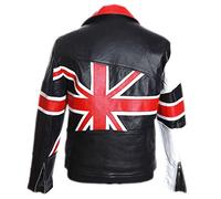 Brando Union Jack Men's Motorcycle Cruiser Real Cowhide Leather Fashion Jacket (SIZES: XS TO 5XL Available) (M)
