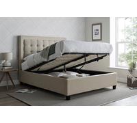 Brandon Fabric Ottoman Bed And Primrose 2000 Pocket Sprung Memory Foam Mattress Bedmaster Light Brown Double