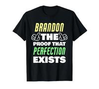 Brandon The Proof that Perfection Exists Funny Brandon Name Value Graphic T-Shirt, Men, Black, M