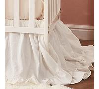 Brandream Boho Bohemian Girl Baby Nursery Crib Bed Skirt Dust Ruffle - Neutral Solid Color Beige Cream Off White Farmhouse Chic 100% Washed Cotton Ruffle