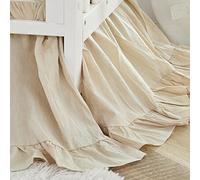Brandream Boho Bohemian Girl Baby Nursery Crib Bed Skirt Dust Ruffle - Neutral Solid Color Beige Farmhouse Chic 100% Washed Cotton Ruffle