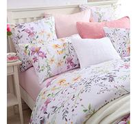 Brandream Floral Bedding Watercolor Design Twin Size Duvet Cover Set Farmhouse Dorm Bedding Super Soft Egyptian Cotton 3 Piece Modern - White Pink Purple