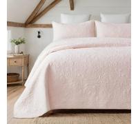 Brandream King Size Quilt Set Cotton Light Pink Botanical Floral Quilts Matelasse Coverlet Set 3-Piece