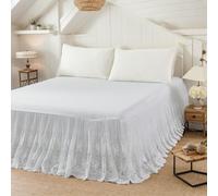Brandream Lace Bed Skirt Queen Size White 18 Inch Drop Romantic Dust Ruffle Split Corners Bed Sheets Cover Excellent Quality