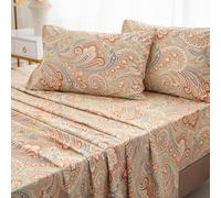 Brandream Paisley Bedding Gold Classy Regal Themed Boho Bed Sheet Set Luxury Bedding Collections 800 Thread Count 100% Egyptian Cotton Deep Pocket, 4 Piece-Queen Size