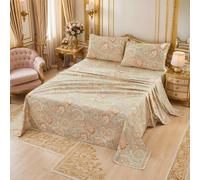 Brandream Paisley Bedding Gold Classy Regal Themed Boho Bed Sheet Set Luxury Bedding Collections 800 Thread Count 100% Egyptian Cotton Deep Pocket, 4 Piece-King Size