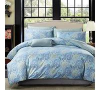 Brandream Queen Size Duvet Cover Set Luxury Paisley Hotel Collections 3 Piece Reversible Queen 800-Thread-Count Bedding Set - Floral Boho Medallion Blue - 100% Soft & Breathable Egyptian Cotton