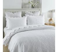 Brandream White Quilt Set Cotton Twin Size Farmhouse Bedding Matelasse Coverlet Set Dorm Room Oversized Bedspreads Twin XL Scalloped Quilts 2-Piece