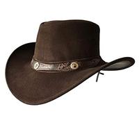 BRANDSLOCK Cowboy Hat Women Men Real Leather Western Style Wide Brim Cowgirl Hat Shapeable Lightweight Handcrafted Durable Bush Hat Brown