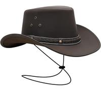 BRANDSLOCK Cowboy Hat Women Men Real Leather Western Style Wide Brim Cowgirl Hat Shapeable Lightweight Handcrafted Durable Bush Hat Brown