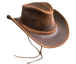 BRANDSLOCK Cowboy Hat Women Men Real Leather Western Style Wide Brim Cowgirl Hat Shapeable Lightweight Handcrafted Durable Bush Hat Brown