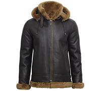 BRANDSLOCK Mens Genuine Shearling Sheepskin Leather Pilot Aviator B3 Flying Cockpit Jacket (XL, Ginger)
