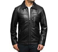 BRANDSLOCK Mens Leather Biker Jacket Genuine Cow Hide Brando Vintage (BLACK, m)