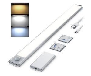Brandson - Under Cabinet Kitchen Lights, Cupboard Kitchen Lights LED, Cabinet Light USB Motion Sensor Indoor Rechargeable, PIR Light Sensor 300 lm 150° Detection 20-sec Timer, Bedroom Stairs Wardrobe
