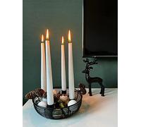 Brandsseller Advent Wreath Metal Black Diameter 20.5 x 6 cm - Modern Candle Holder for 4 Taper Candles, Round Christmas Wreath, Table Decoration & Timeless Design for Christmas