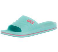 Brandsseller, women's bathing slippers, beach shoes, uniform colour with side stripes on the sole Turquoise Size: 7 UK