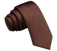 Branduce 2.4"（6cm） Mens Solid Skinny Satin Tie Pure Color Slim Necktie for Business and Wedding, Brown, general