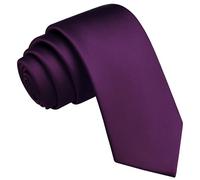 Branduce 2.4"（6cm） Mens Solid Skinny Satin Tie Pure Color Slim Necktie for Business and Wedding, Dark Purple, general