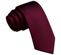 Branduce 2.4"(6cm) Mens Solid Skinny Satin Tie Pure Color Slim Necktie for Business and Wedding, Maroon Burgundy, general
