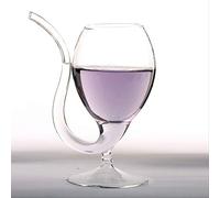 Brandy Pipe Sipping Glass with Drinking Tube Straw, Sip Port from Bottom, 2 Pcs White