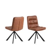 Brandy PU Swivel Dining Chairs - Set of 2 Faux Leather Chairs with Black Base