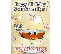 BRANDY TIME real Googly Eyes Birthday Card A5 Personalised Greeting 30th code09