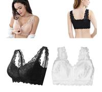 Branelly Bra Front Zip Lace,Branelly the Innovative and Healthy Underwireless Bra,V Neck Front Closure Breathable Push up Bras for Women Plus Size,with Removable Padded. (3XL, Black+White)