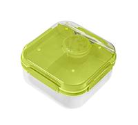 BranQ Home essential, 1.6 Litre BPA Free Plastic Lunch Box for Kids and Adults, Multi-Compartment 2 Layer Bento Box with Cutlery, Screw Cap Container and Secure Clip Lock Lid, Dishwasher Safe - Green