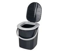BranQ - Home Essential 100% Recycled BPA Free Plastic Mobile Camping Toilet with Handle, 22 Litre Portable Toilet Max Load Capacity up to 120 kg, Eco Anthracite 37.5 x 34.4 x 37 cm (LxWxH)