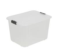 BranQ Home essential, 30 Litre Heavy Duty Large Storage Box with Clip Locked Lid, BPA Free Plastic Stackable Storage Box, Ideal For Garage and Home Storage, 44.7 x 34 x 29.3 cm (LxWxH) - White