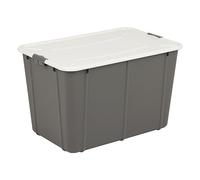BranQ Home essential, 60 Litre Heavy Duty Large Storage Box with Clip Locked Lid, BPA Free Plastic Stackable Storage Box, Ideal For Garage and Home Storage 58.8 x 39.3 x 37 cm (LxWxH) - Dark Grey